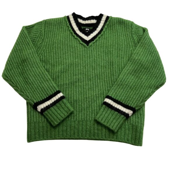 Stussy Tennis Sweater in Green - Picture 1 of 5